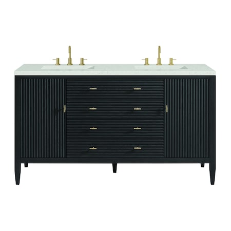 James Martin Vanities 60'' Double Vanity, Carbon Oak w/ 3 CM Lime Delight Quartz Top 485-V60D-CBO-3LDL